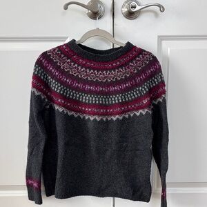 Women's JJill gray  and Pink Patterned fair isle Sweater